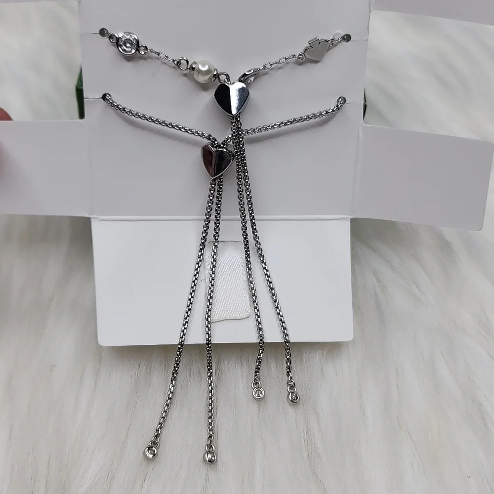 Kate Spade Spot The Spade Box Set of 2 Slider Bracelets Silver / Clear - Picture 12 of 16